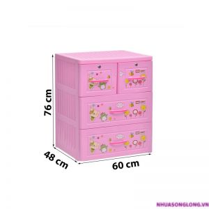 Tủ nhựa Panda 3 tầng 4 ngăn (màu hồng)