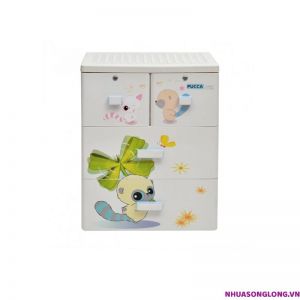 Tủ nhựa Pucca 3 tầng 4 ngăn kéo - Trắng, nhiều hình